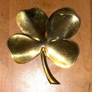 Vtg Gerity Gold Plate Brass Clover Shamrock